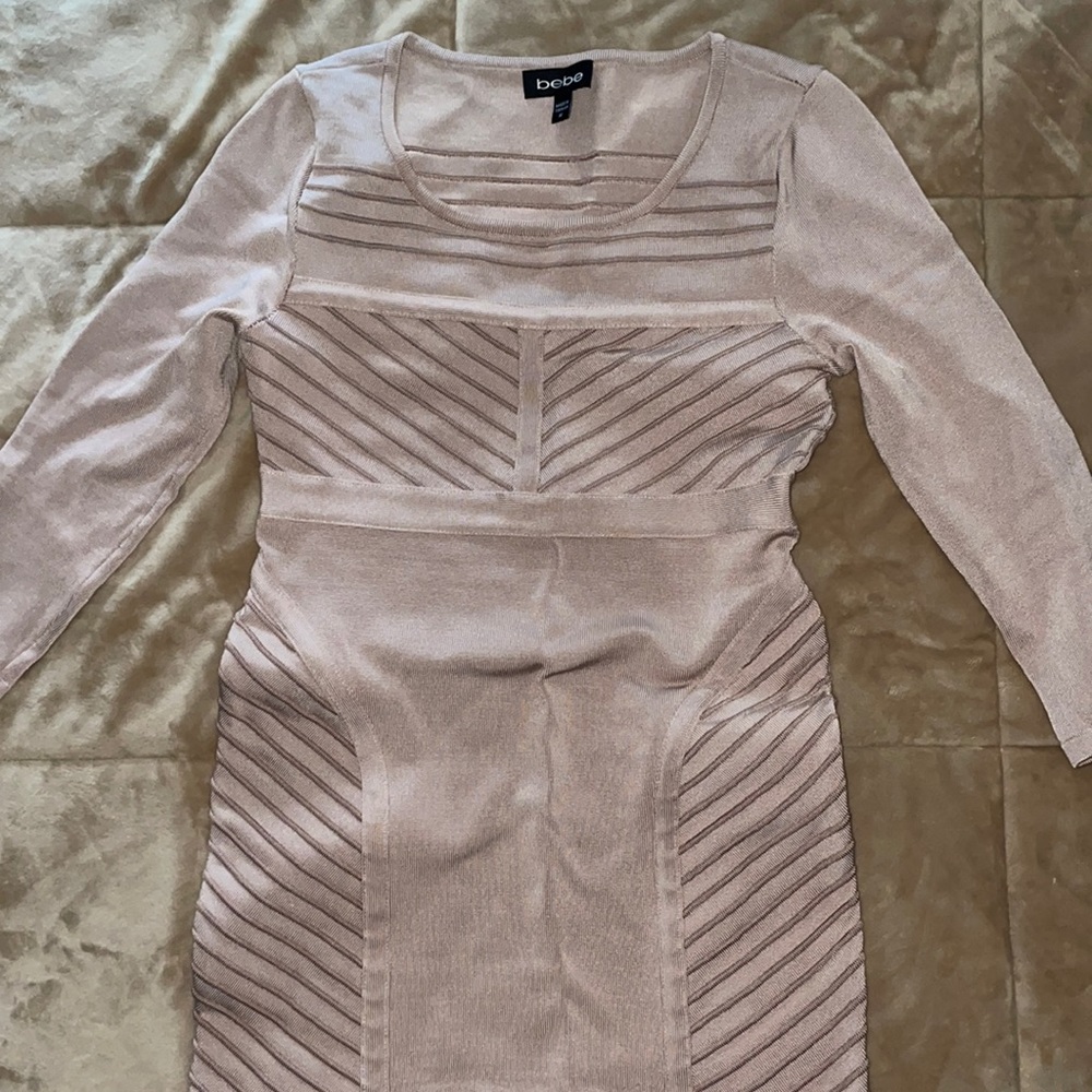 Rose gold Bebe size M bandage bodycon dress